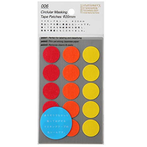 Stalogy S2220 S2 Masking Tape Patches: 0.8" diameter / 15 dots per sheet / 10 sheets per pack / 20mm wide, Shuffle Fine