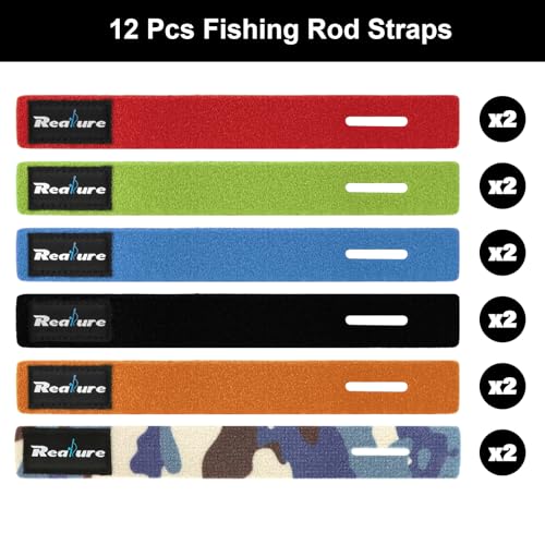 Adjustable Fishing Rod Straps - 12 Pcs, 6 Colors