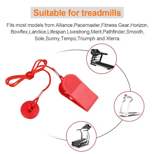 Universal Treadmill Safety Key - Magnetic Replacement Clip - Bright Red