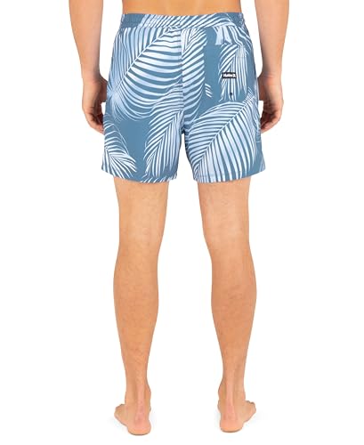 Hurley Men's 4-Way Stretch Boardshorts with Compression Liner - Large Grey Teal Leaf Print