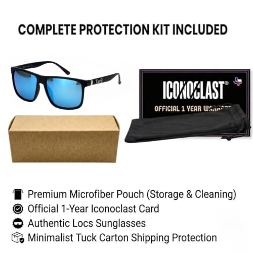 Locs Men's Oversized Rectangular Horn Rim Sunglasses - Matte Black / Deep Sea Blue 91295