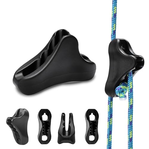 Ultralight Rope Tensioners - 12 Pack Guyline Adjusters - Black Large (Fit 3-5mm)