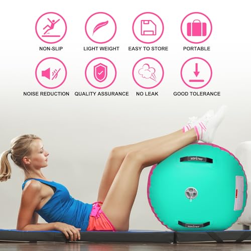 Inflatable Air Barrel Tumbling Trainer - Pink/Mint 3.3'L x 2'D