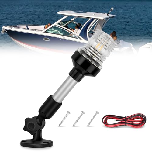 Nilight 9-Inch Marine Boat Stern Light Fold Down Anchor 360° White Navigation