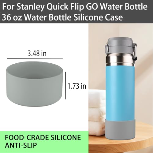 Silicone Boot Sleeve for Stanley Quick Flip GO Water Bottle - 36oz Gray (2 Pcs)