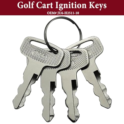 4-Pack 8002 Golf Cart Ignition Keys with Keychains - JU6-H2511-10