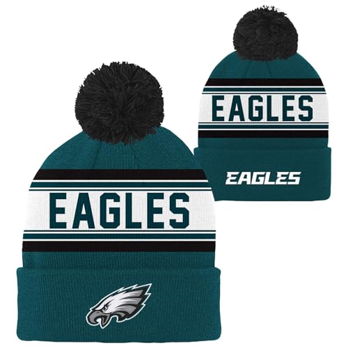 NFL Youth Beanie Hat - Philadelphia Eagles Cuffed Pom Knit