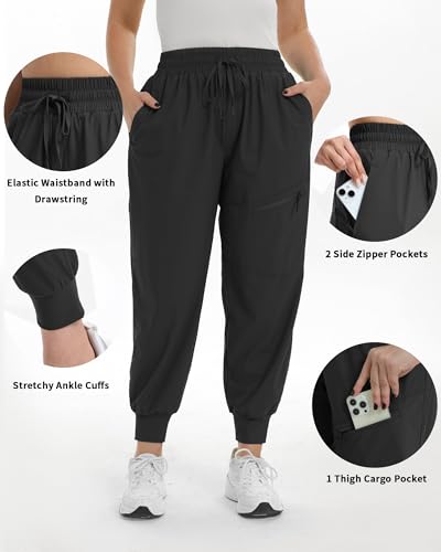 FLEFRM Women's Plus Size Hiking Pants 3X-Large Quick Dry Breathable Lightweight Black