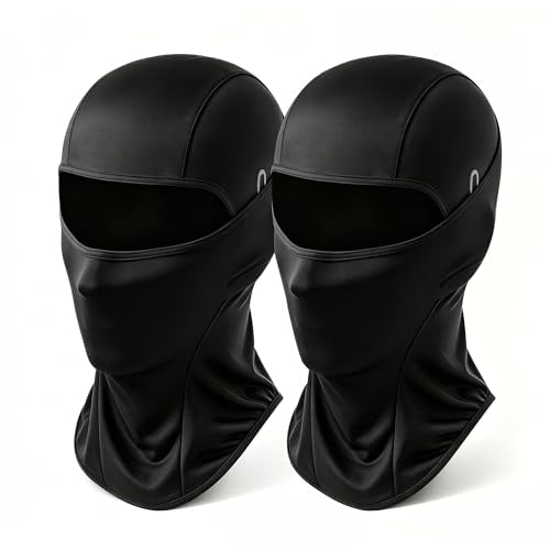 Black 2 Pack Balaclava Face Masks for Sun UV Protection Breathable Cooling Outdoor Sports