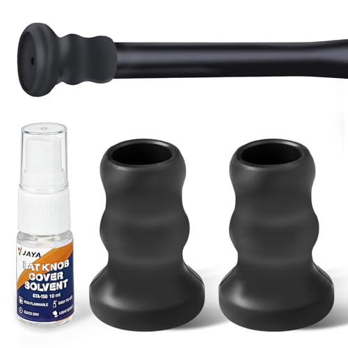 JAYA Black Bat Knob Taper 2 Pack with Installation Lubricant, Ergonomic Grip Protection