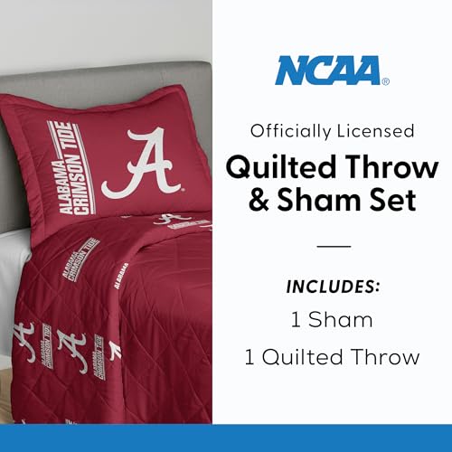Alabama Crimson Tide NCAA Quilted Throw Blanket Set 60 x 80 in - Official Fan Decor