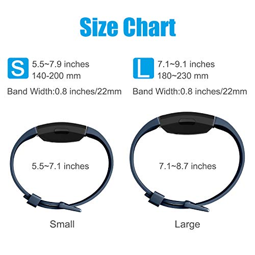 Sport Bands for Fitbit Inspire HR & Ace 2 - Black/Gray/Navy Blue, Large
