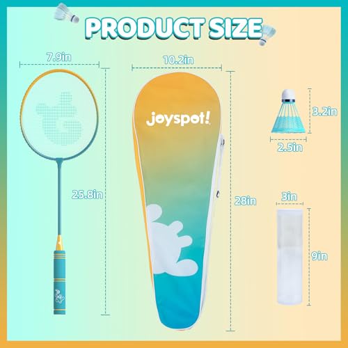 Badminton Racket Set - 4 Lightweight Rackets, 6 Shuttlecocks, Carrying Bag - Cyan