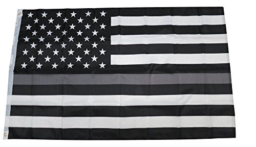 Thin Gray Silver Line 3x5 Feet Flag - Law Enforcement Support