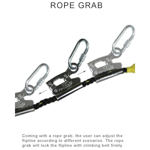 12FT Flipline Adjustable Lanyard RTOVZON Tree Climbing Lanyard for Climbing Trees, Fall Protection Flip Line Kit, Tree Climbers