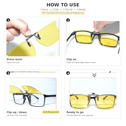 Polarized Clip-On Sunglasses with UV Protection - Yellow