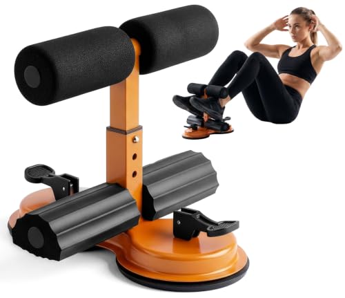 Sit Up Bar with Suction Cups - Adjustable Core Trainer - Black & Orange
