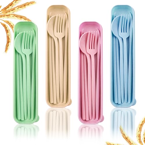 Reusable Camping Utensils Set - 4-Piece Travel Cutlery Set - Color A