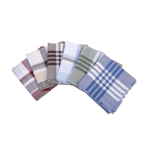 Men's 100% Cotton Handkerchiefs - 6 Pack Soft Pocket Squares