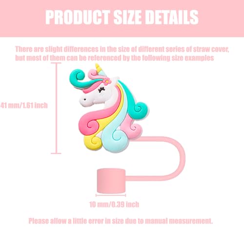 4PCS Silicone Straw Toppers - Unicorn Design for 10mm Straws