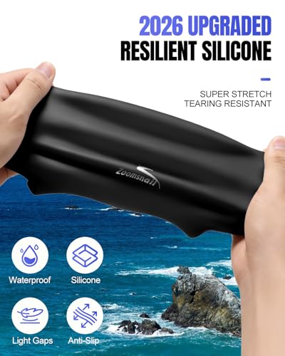 X-Large Silicone Swim Cap for Long Hair - Black / Large