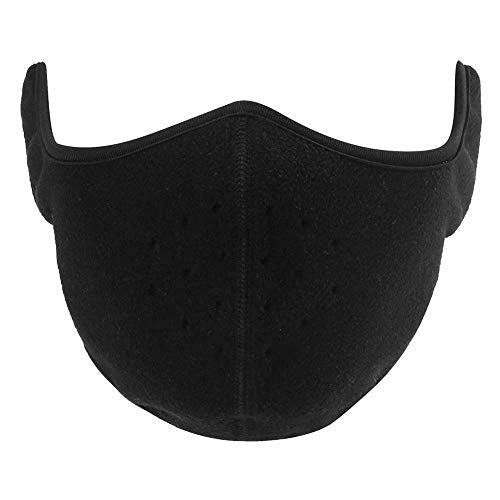 Thermal Fleece Half Balaclava Face Mask - Windproof Ear Warmer - Black