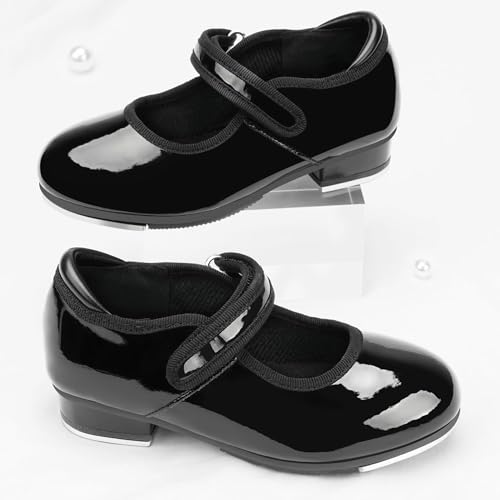 Tap Shoes for Toddler Girls - Black - PU Non-Slip Dance Shoes