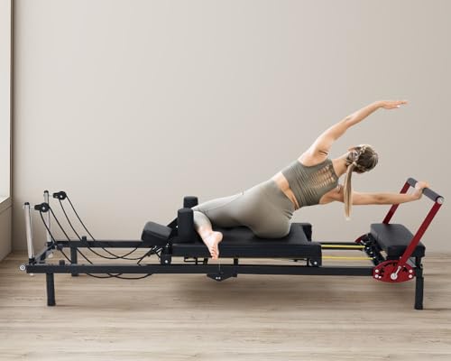 Pilates Reformer Machine - Foldable, Adjustable Resistance, 330lbs