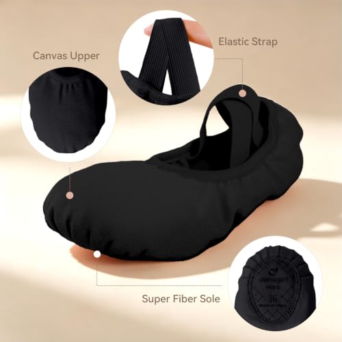 Ballet Shoes for Girls - Toddler Slippers No Tie - Black
