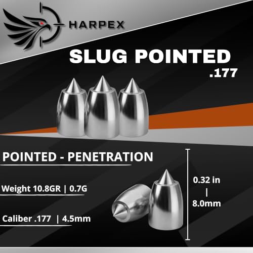 Pointed .177 Cal Airgun Pellets - 200 Count - High-Precision Design