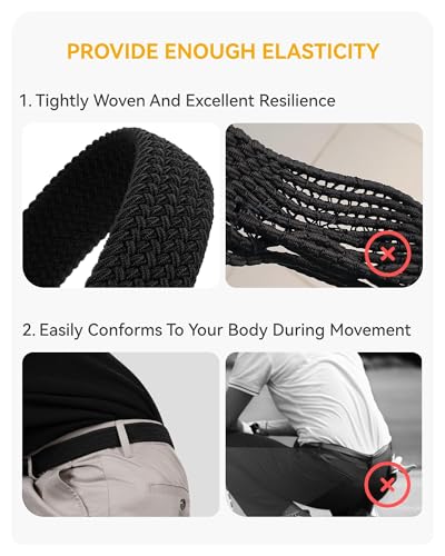 Stretch Belt for Men - Adjustable Braided Nylon Elastic Belt