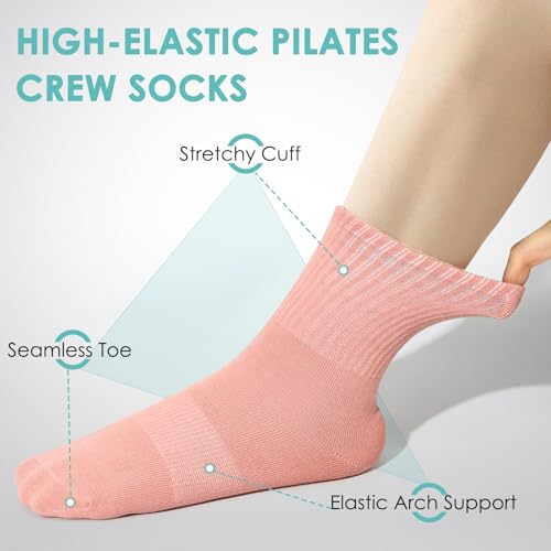 4 Pairs Pilates Socks with Grips for Women, Barre Yoga Grippy Socks,