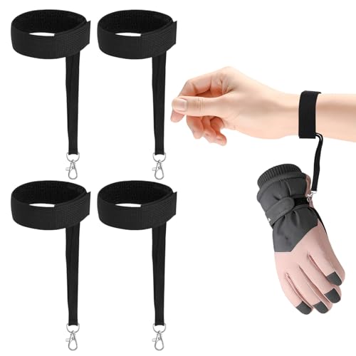 4-Piece Ski Gloves Wrist Strap Set - Elastic Safety Straps
