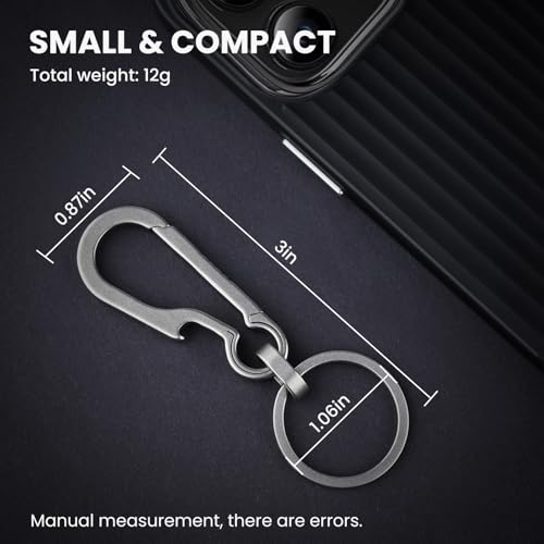 Titanium Carabiner Keychain - Lightweight Outdoor Key Holder - Silver