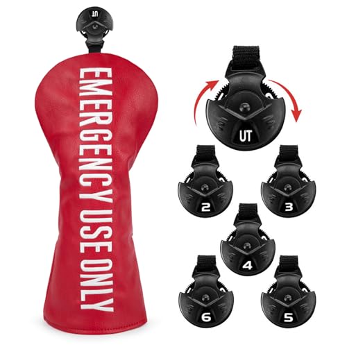 Hybrid Golf Headcover - Red Leather Driver & Fairway Wood Cover