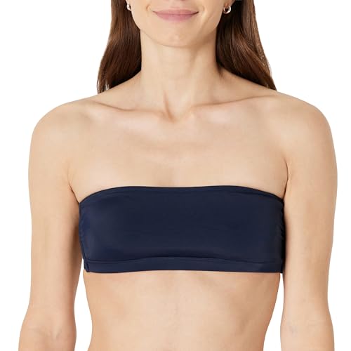 Women's Bandeau Swim Top with Removable Straps - Large Navy