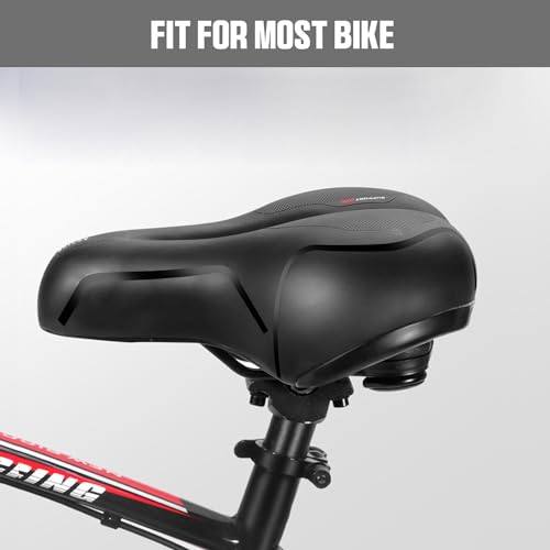 Blue Comfort Bike Seat Cushion with Memory Foam Waterproof Wide Bicycle Saddle
