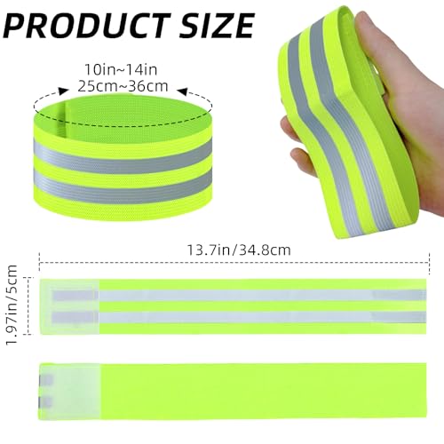 4 Pack Reflective Safety Bands - Adjustable High Visibility Straps for Running