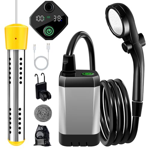 LanBlu Portable Heated Shower with 2000W Heater, Gray, 6000mAh Battery