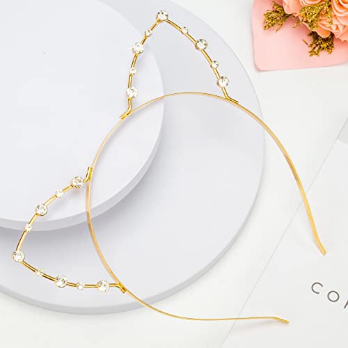Rhinestone Cat Ears Headbands - Pack of 2 Gold & Silver