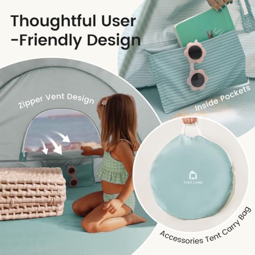 Baby Beach Tent - Pop Up Sun Shelter with UPF 50+ Protection, Pastel Aqua