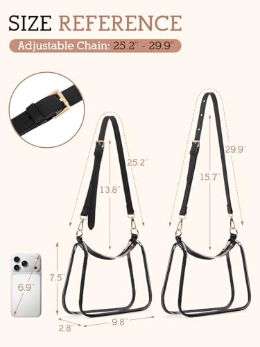 Clear Stadium Bag - PVC Waterproof Purse with Adjustable Strap - Black