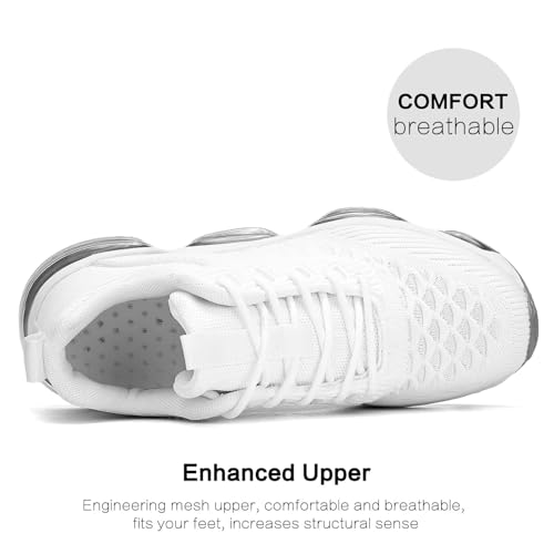 Luogoks Women's White Air Cushion Running & Basketball Sneakers - Size 6 US