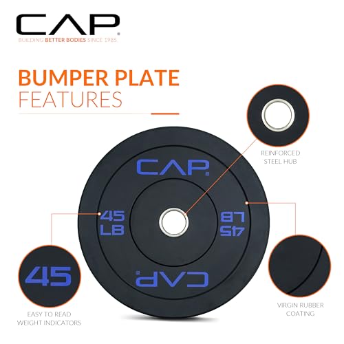 45lbs Rubber Olympic Bumper Plate - Single for Home Gym