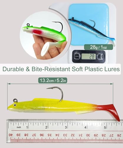Pre-Rigged Paddle Tail Swimbaits Set - 6 Inch, 6 Colors, 1oz Bass Lure