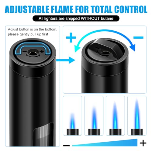 LcFun Double Black Refillable Torch Lighter with Long Flexible Stem & Visible Fuel Window