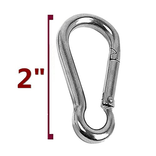 Set of 5 Stainless Steel 2-Inch Snap Hook Carabiner Clips