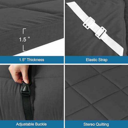 SPRINGSPIRIT Black 30x75 Inch Camping Cot Mattress Topper Foam Pad, Thick & Soft