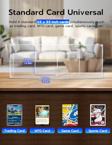 Universal Magnetic Acrylic Game Card Case - 4 Slot Holder for Standard Cards