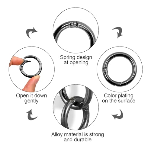 24 PCS Key Ring Set - Gold Spring O Rings in 4 Sizes - Black Gun